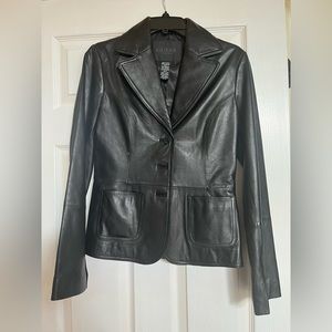 Guess, 100% leather black jacket- blazer